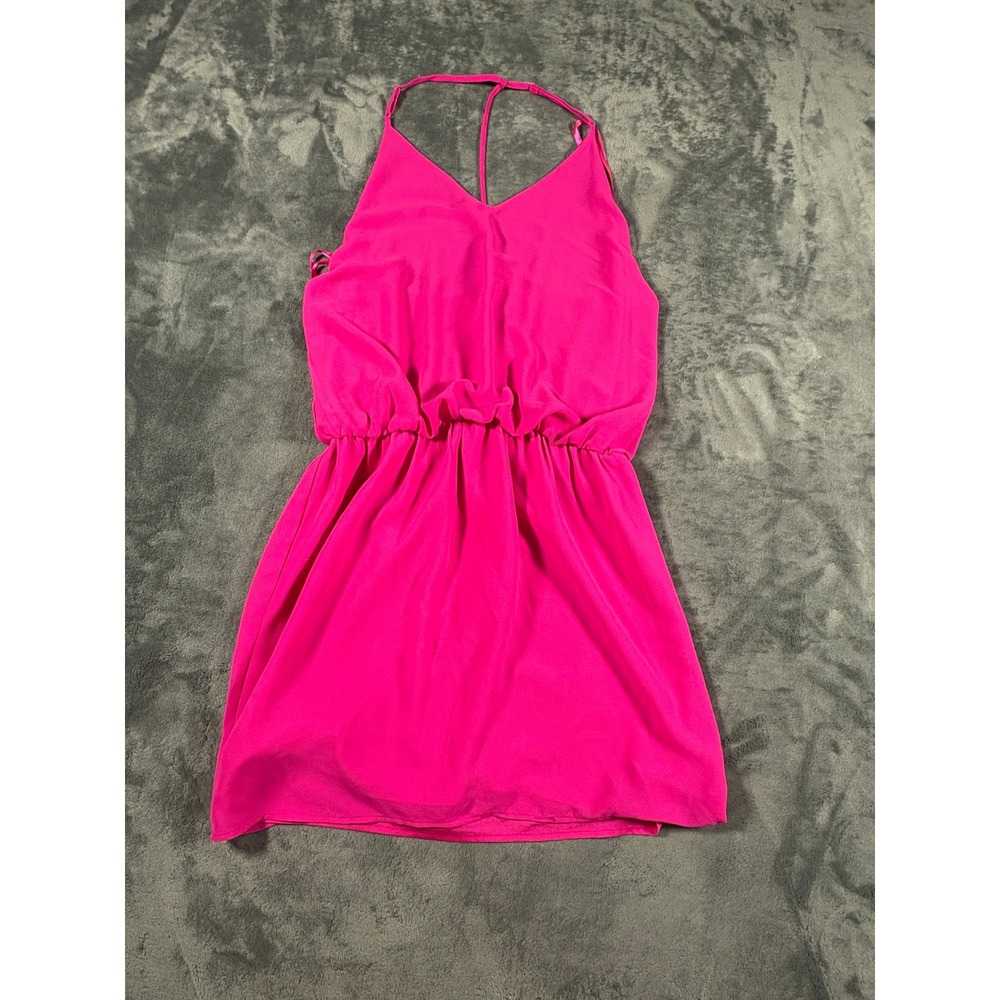 Naked Zebra Women Sleeveless Mini Dress S Hot Pink Elastic Waist Polyester